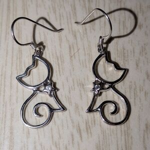 Charming Silver Cat Earrings